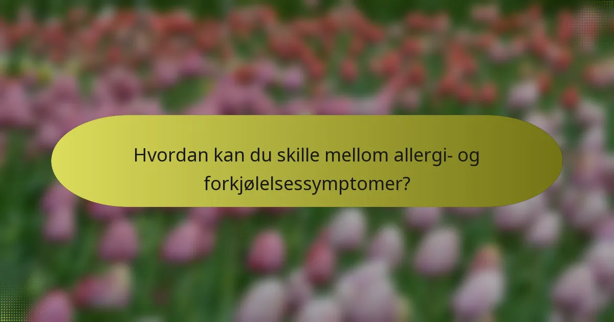 Hvordan kan du skille mellom allergi- og forkjølelsessymptomer?