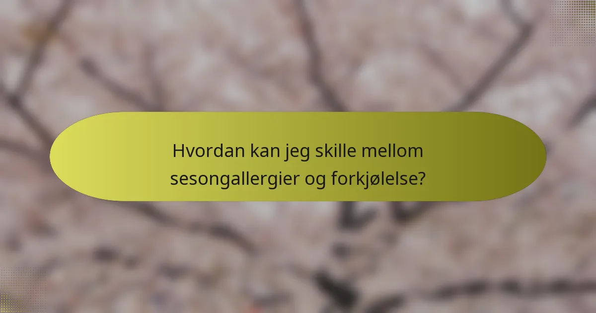 Hvordan kan jeg skille mellom sesongallergier og forkjølelse?